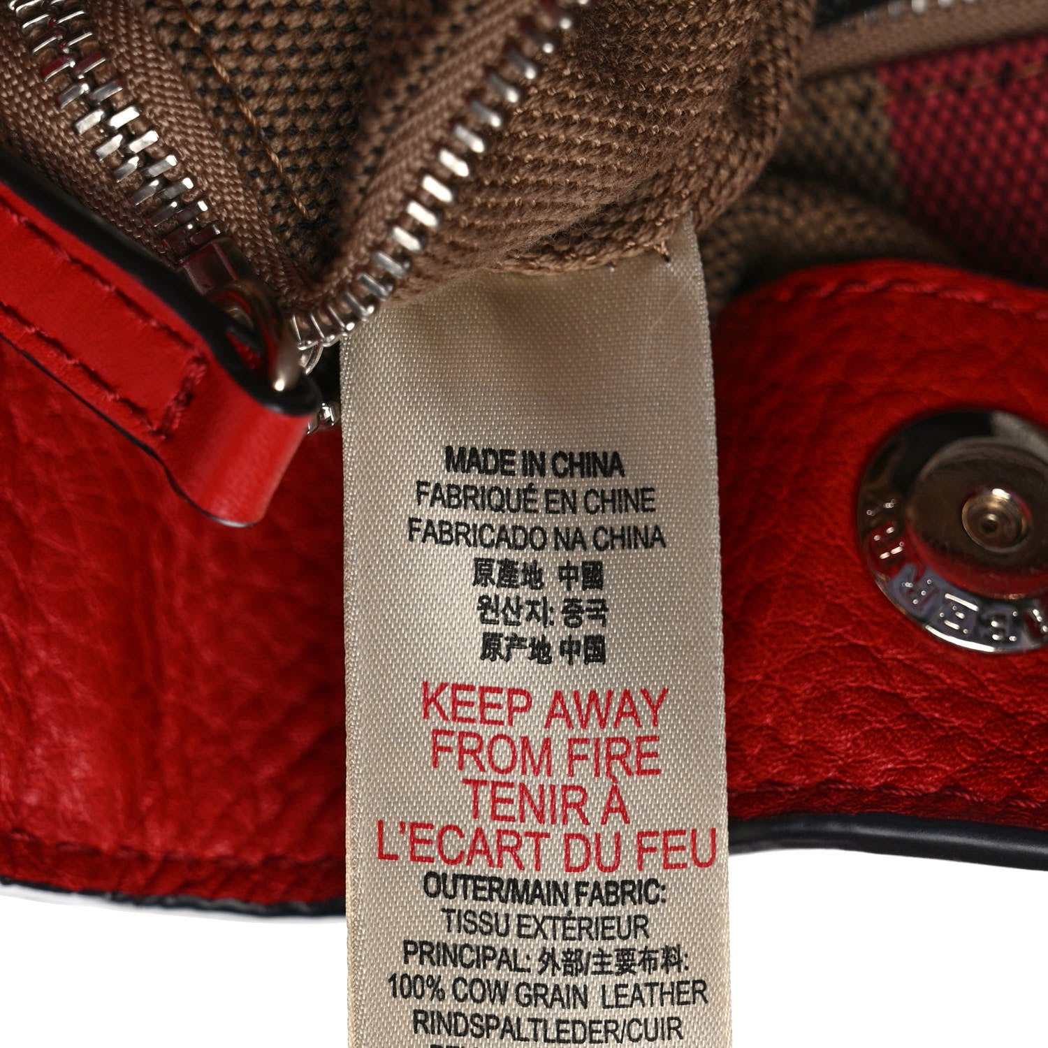 Burberry Grainy Calfskin House Check Small Maidstone Red 6 of 10