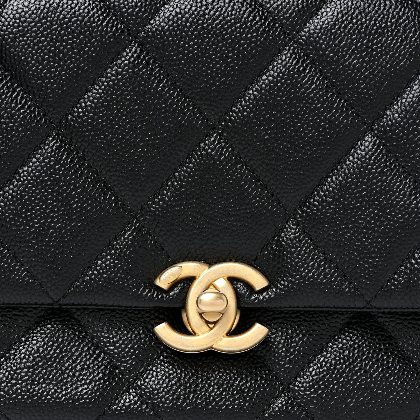 Shiny Caviar Quilted Small Chain Melody Flap Black