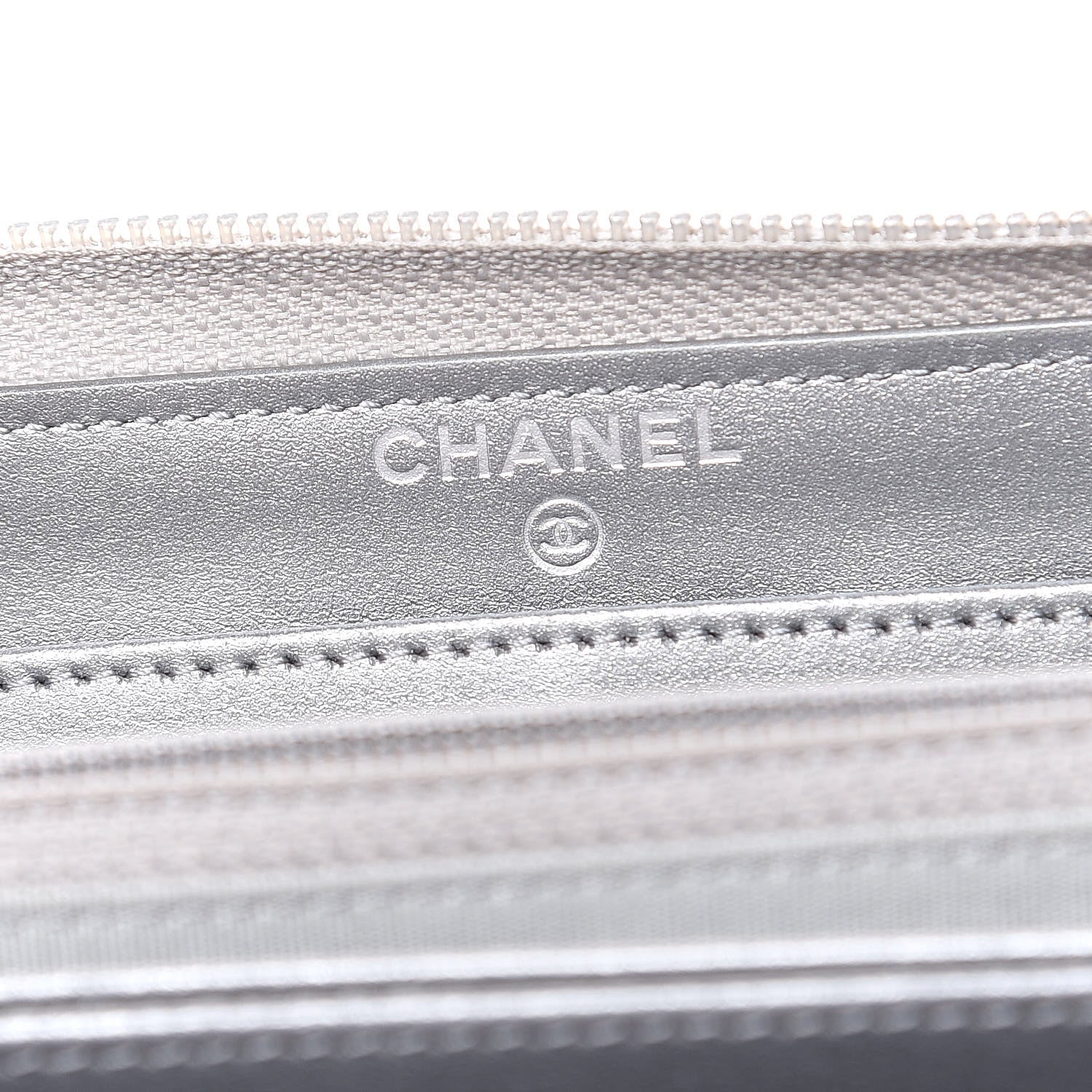 Chanel Metallic Caviar Quilted Boy L-Gusset Zip Wallet Silver 6 of 9