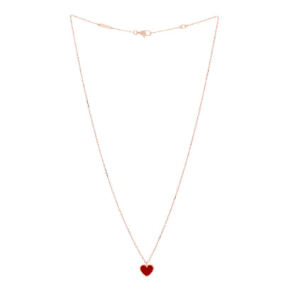 Van Cleef & Arpels 18K Rose Gold Carnelian Sweet Alhambra Heart Pendant Necklace 2 of 6