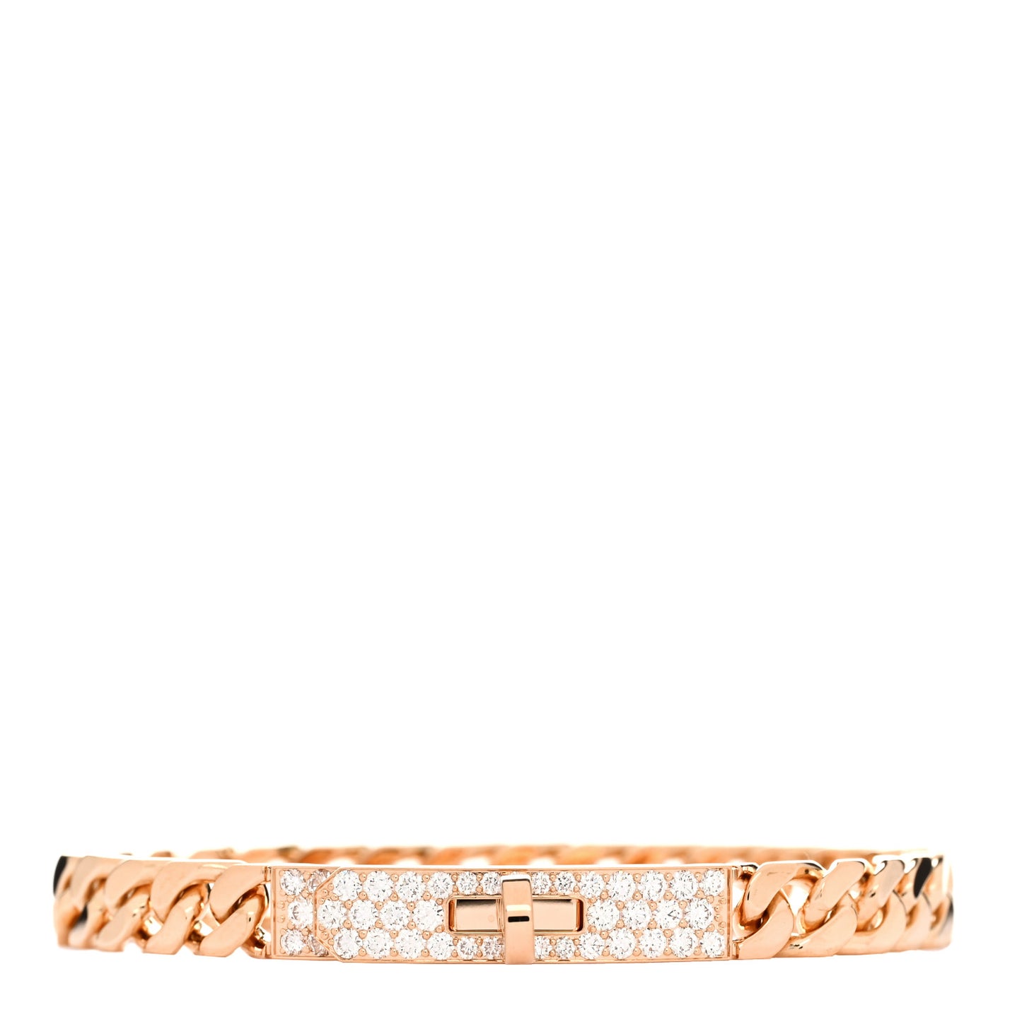 18K Rose Gold Diamond PM Kelly Gourmette Bracelet SH