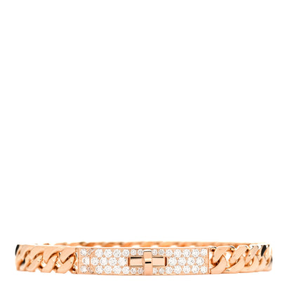 Hermes 18K Rose Gold Diamond PM Kelly Gourmette Bracelet SH 1 of 4