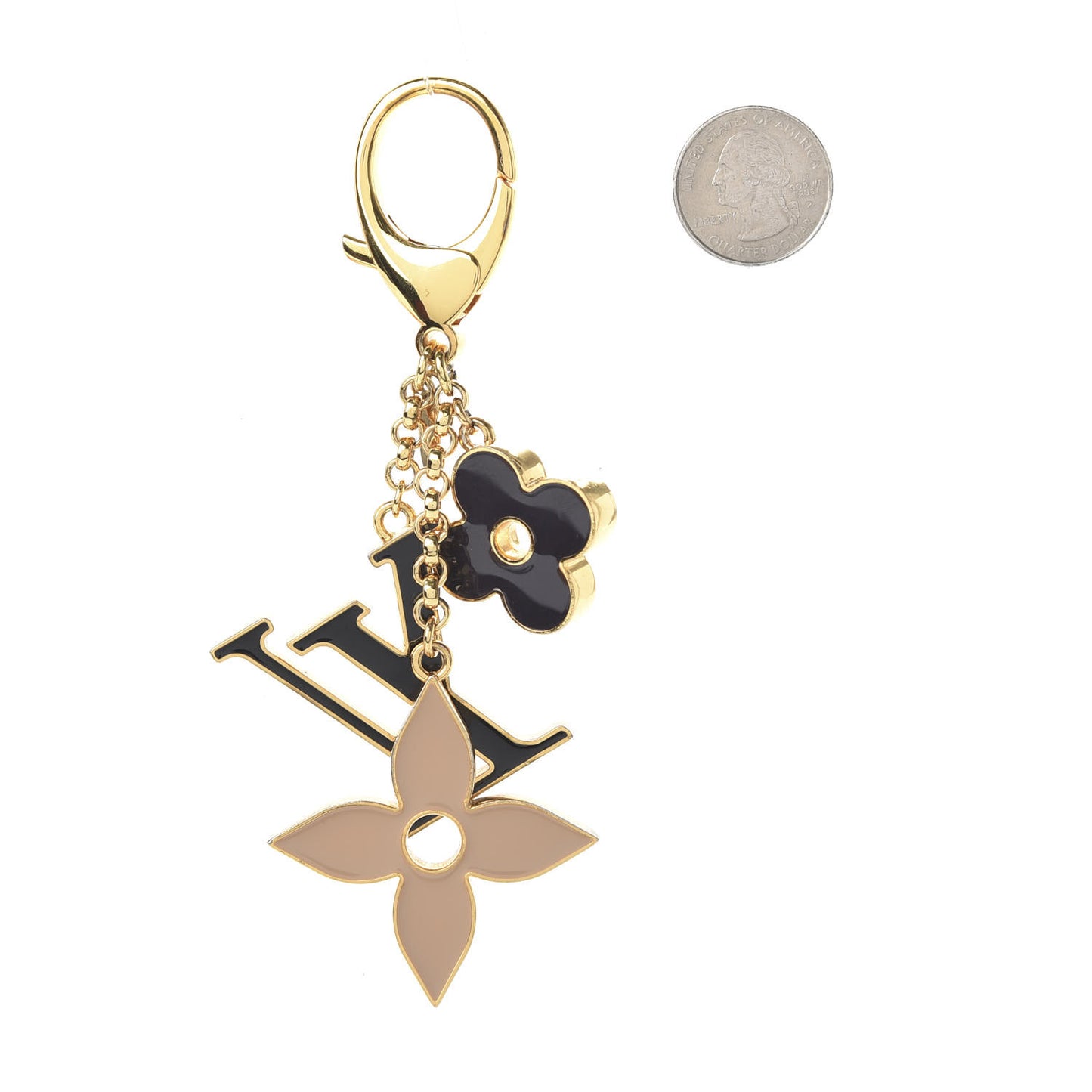 Fleur De Monogram Bag Charm Dore