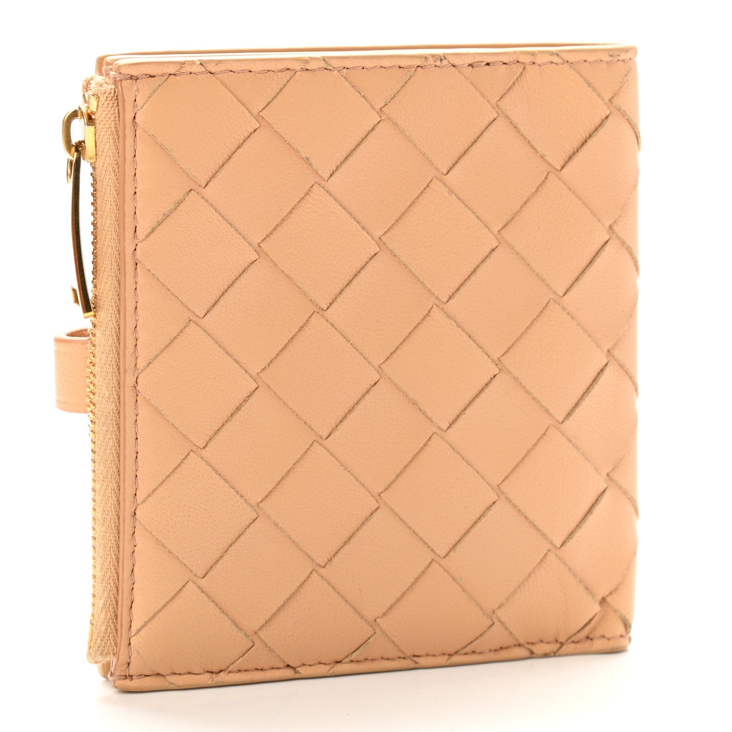 Nappa Intrecciato French Compact Wallet Beige