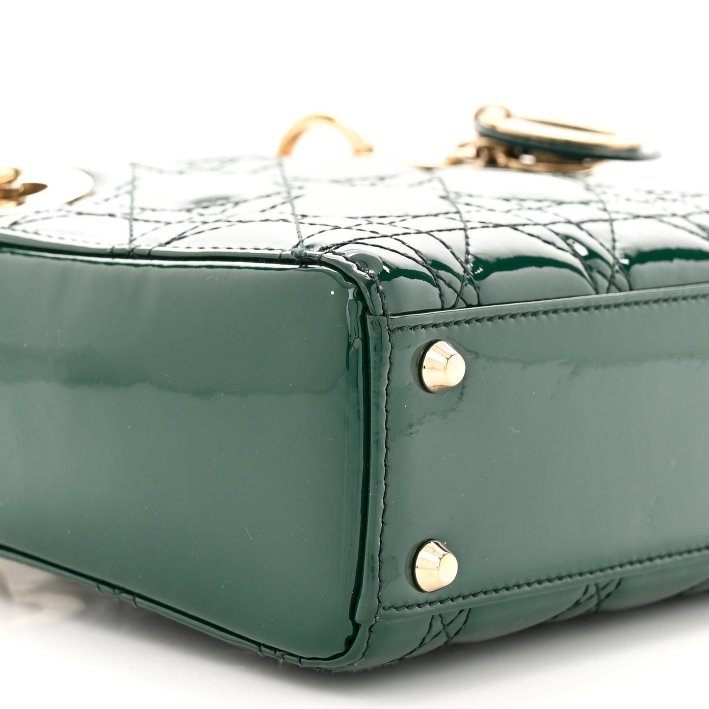 Patent Cannage Mini Lady Dior Dark Green