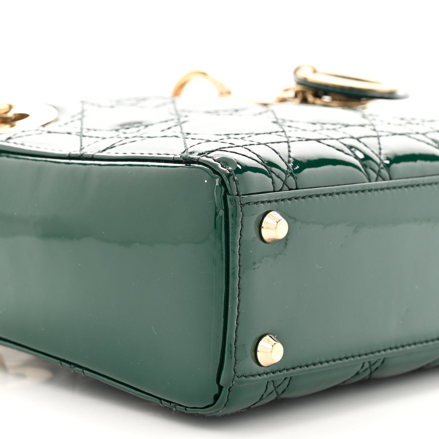 Christian Dior Patent Cannage Mini Lady Dior Dark Green 9 of 11