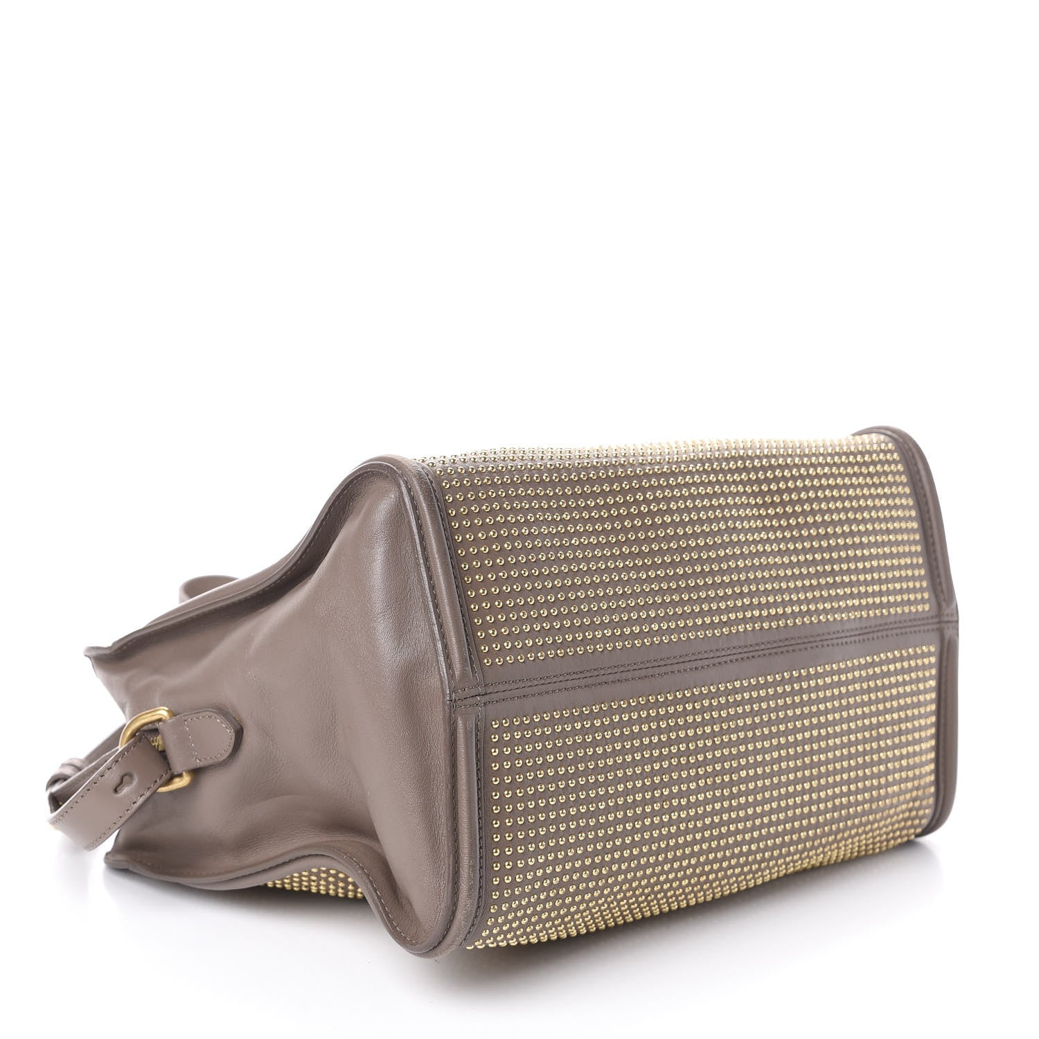 Alexander McQueen Calfskin Small Studded Padlock Zip Around Tote Taupe 5 of 10