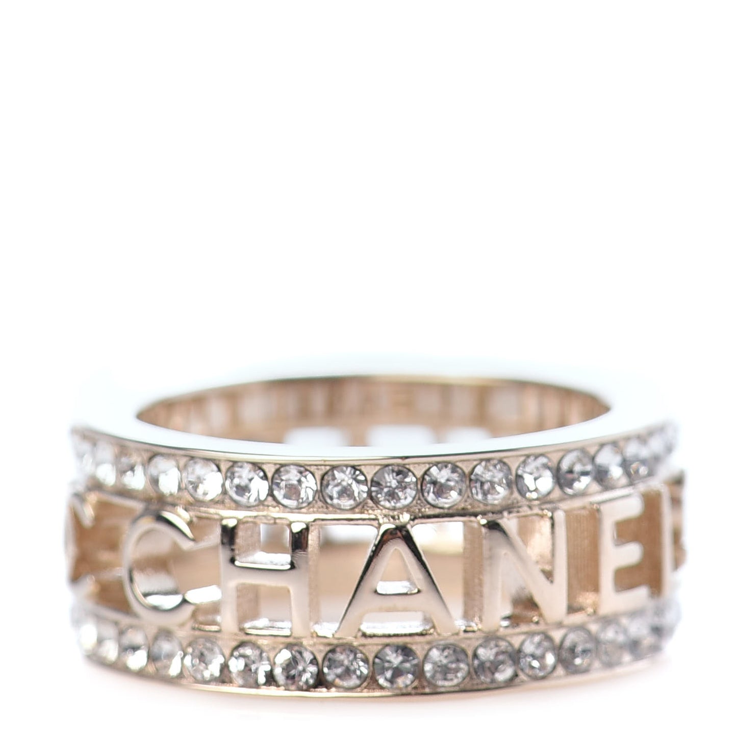 Metal Crystal Bow-tiful CC Logo Ring 6 Gold
