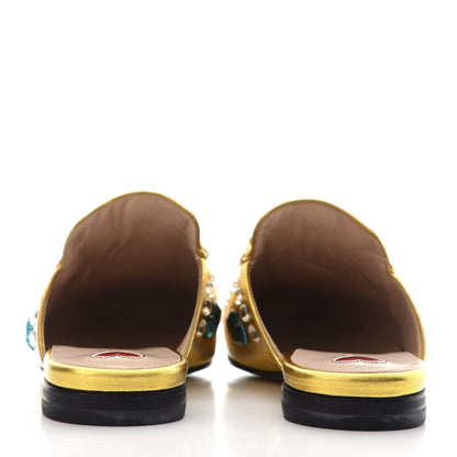 Gucci Metallic Nappa Crystal Womens Princetown Slippers 37 Gold 7 of 10