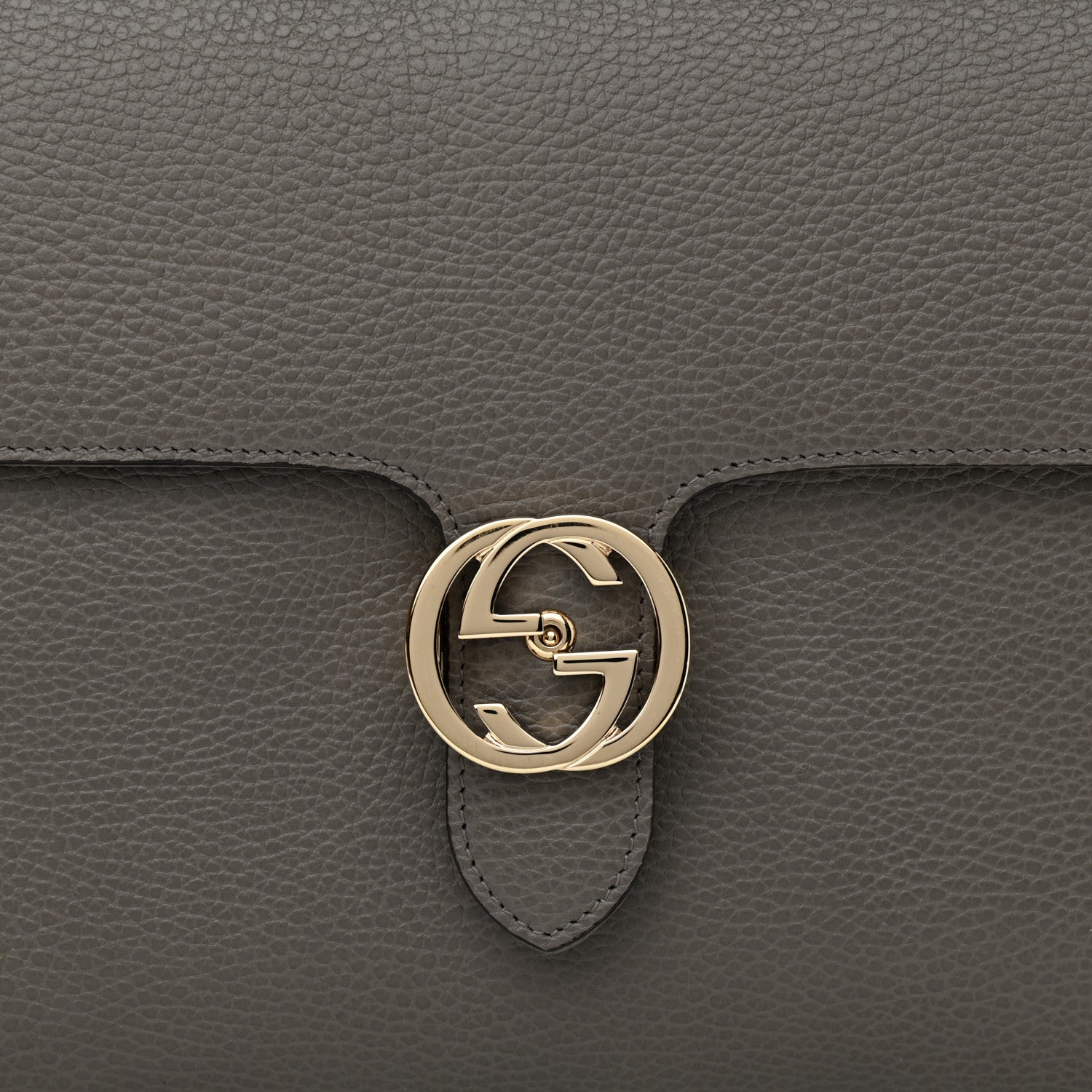 Gucci Dollar Calfskin Medium Interlocking G Top Handle Shoulder Bag Loess 8 of 13