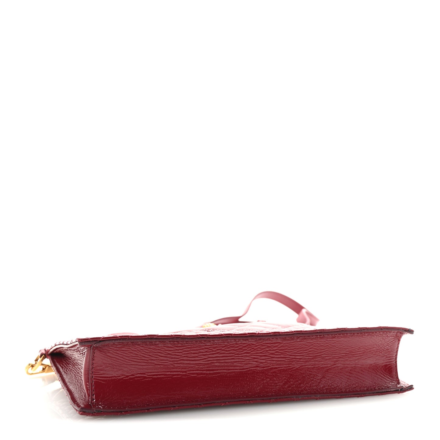 Patent Calfskin Quilted Tribute Icon Crossbody Flat Pouch Red