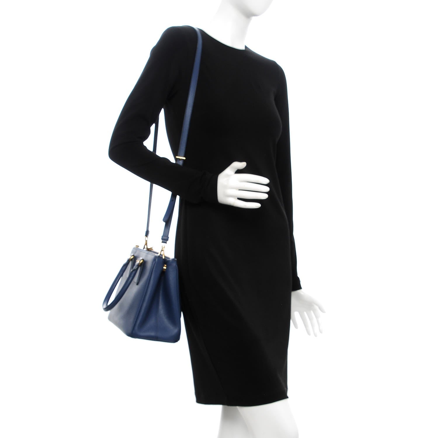 Prada Saffiano Small Galleria Double Zip Tote Bluette 2 of 15