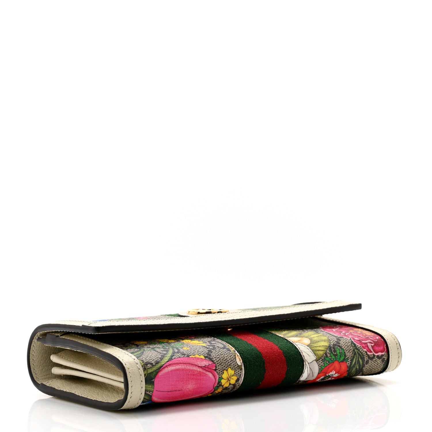 Gucci GG Supreme Monogram Flora Web Ophidia Continental Wallet White 4 of 9