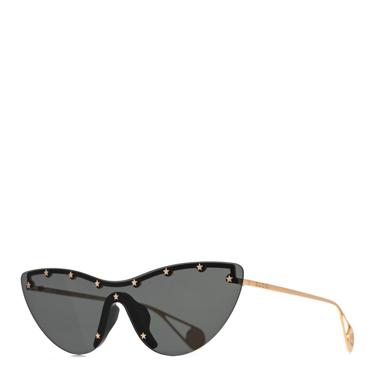 Metal Rimless Star Studded 90mm Cat Eye GG0666S Sunglasses Black Gold