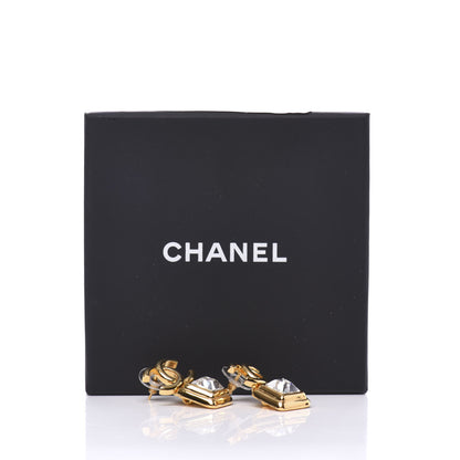 Chanel Large Crystal CC Drop Earrings Gold 5 of 5