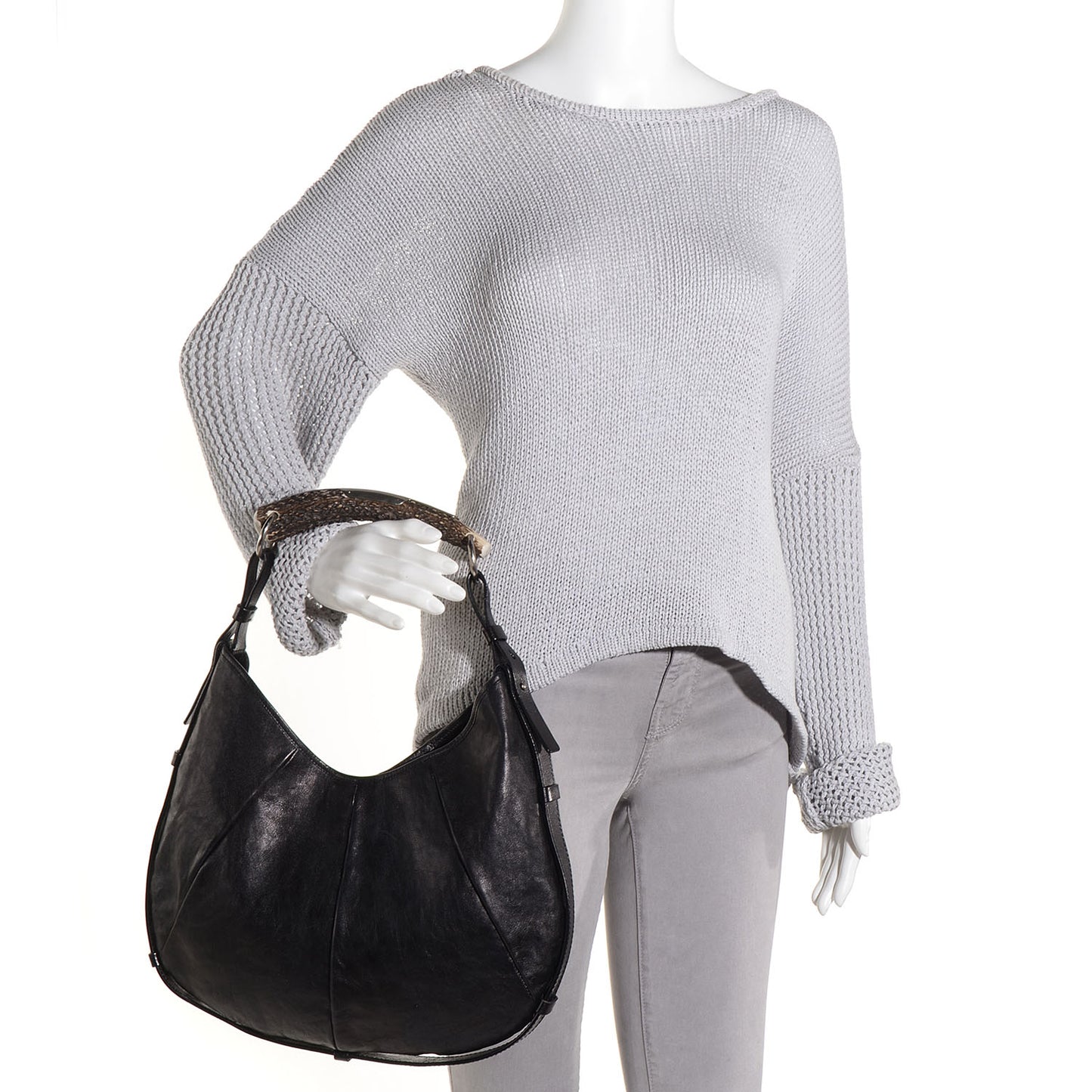 Buffalo Leather Medium Mombasa Horn Bag Black