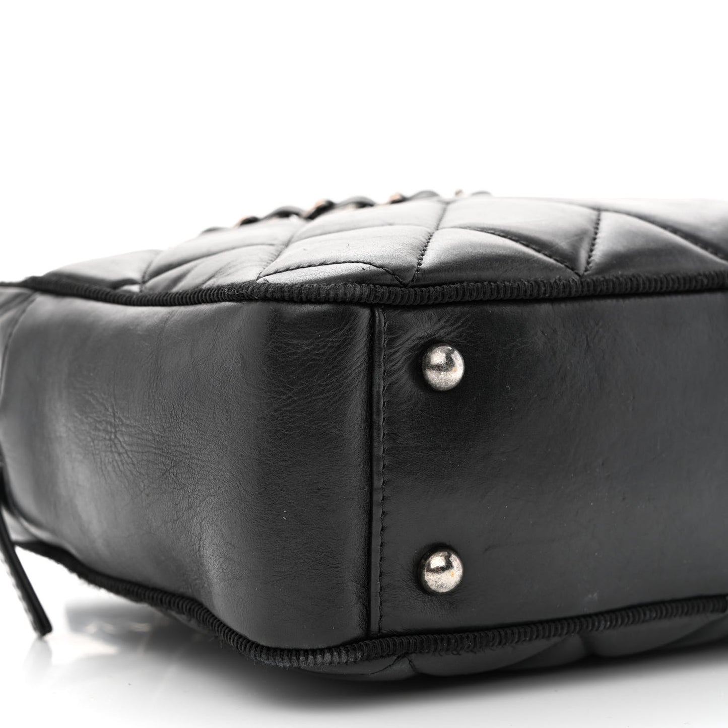 Calfskin Quilted Small Ballerine Camera Case Black