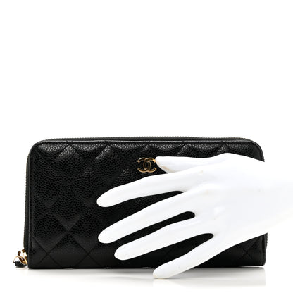 Chanel Caviar Quilted Large Gusset Zip Around Wallet Black 2 of 9