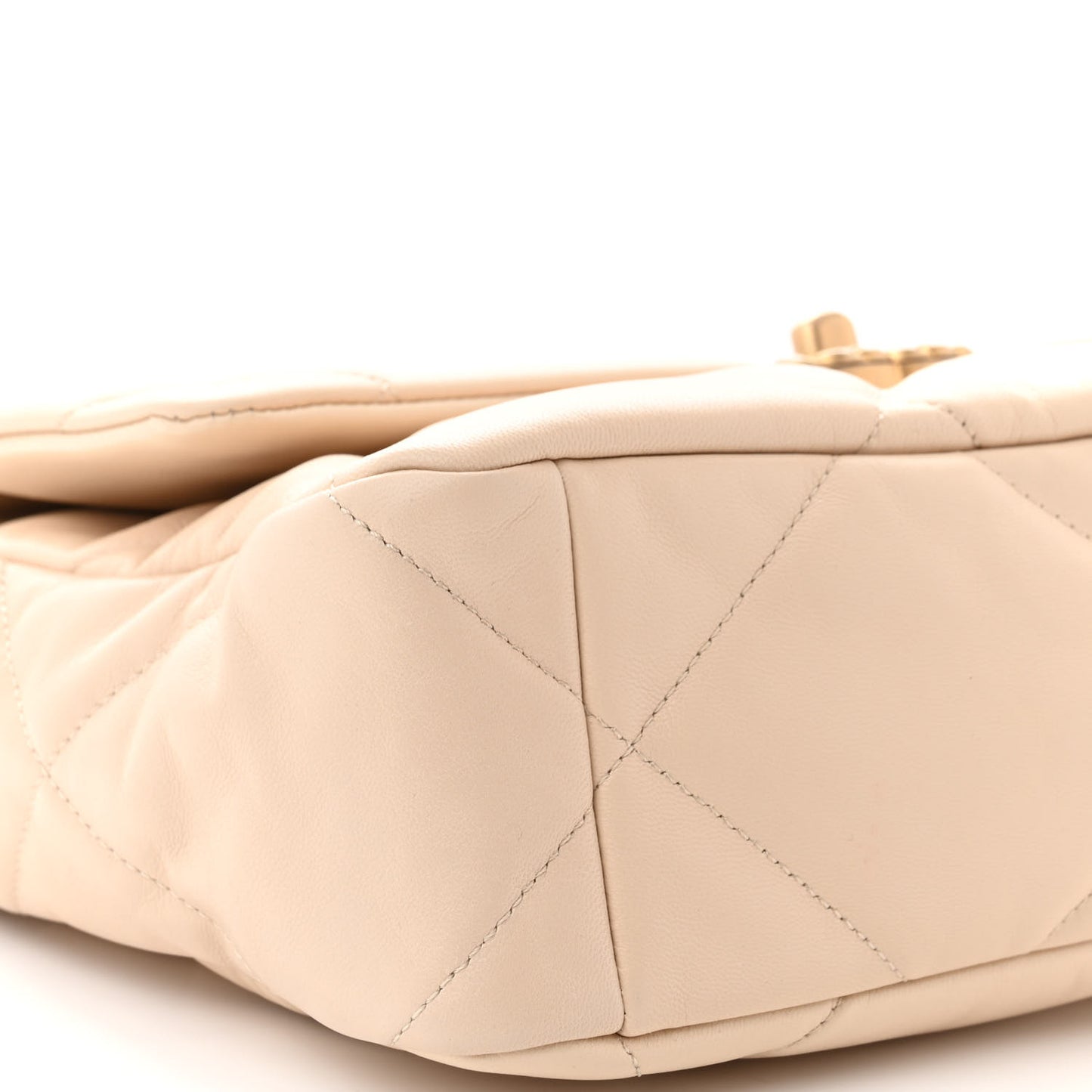 Goatskin Quilted Large Chanel 19 Flap Beige