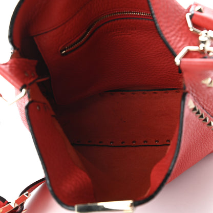 Valentino Garavani Pebbled Calfskin Small Rockstud Flip-Lock Messenger Bag Deep Coral 5 of 10