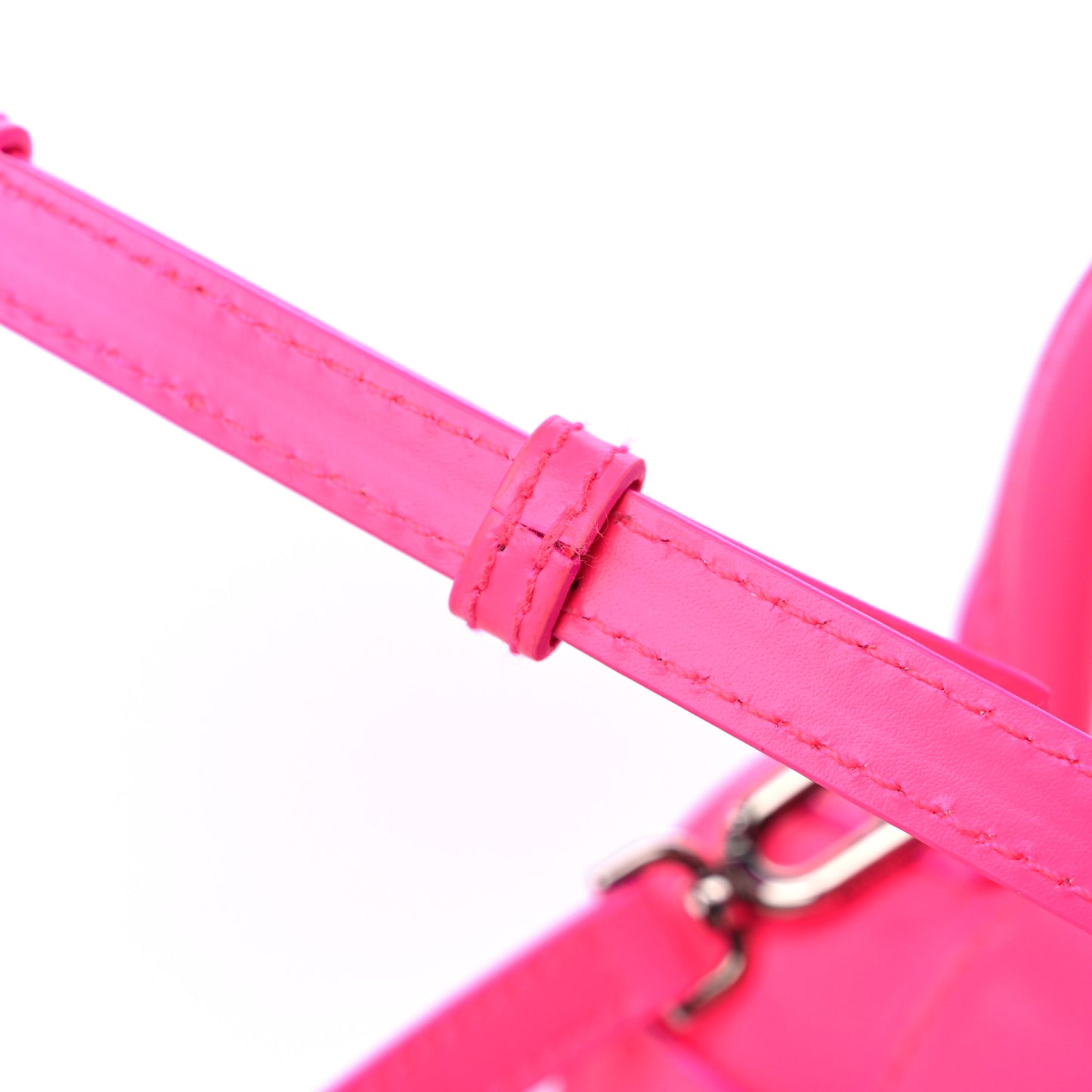 Shiny Box Calfskin Hourglass Top Handle Bag XS Hot Pink