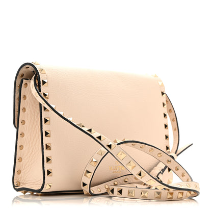 Valentino Garavani Pebbled Calfskin Medium Rockstud Flip Lock Crossbody Bag  Light Ivory 3 of 10
