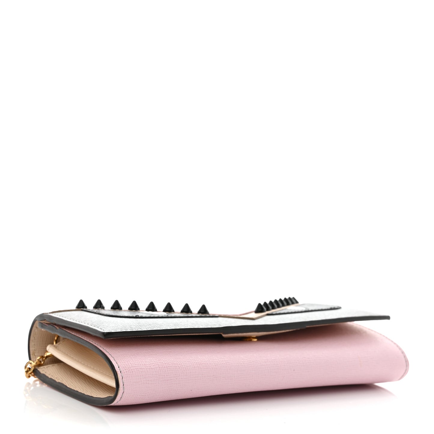 Vitello Elite Monster Eyes Studded Tube Wallet on Chain Ghiaccio Black Multicolor