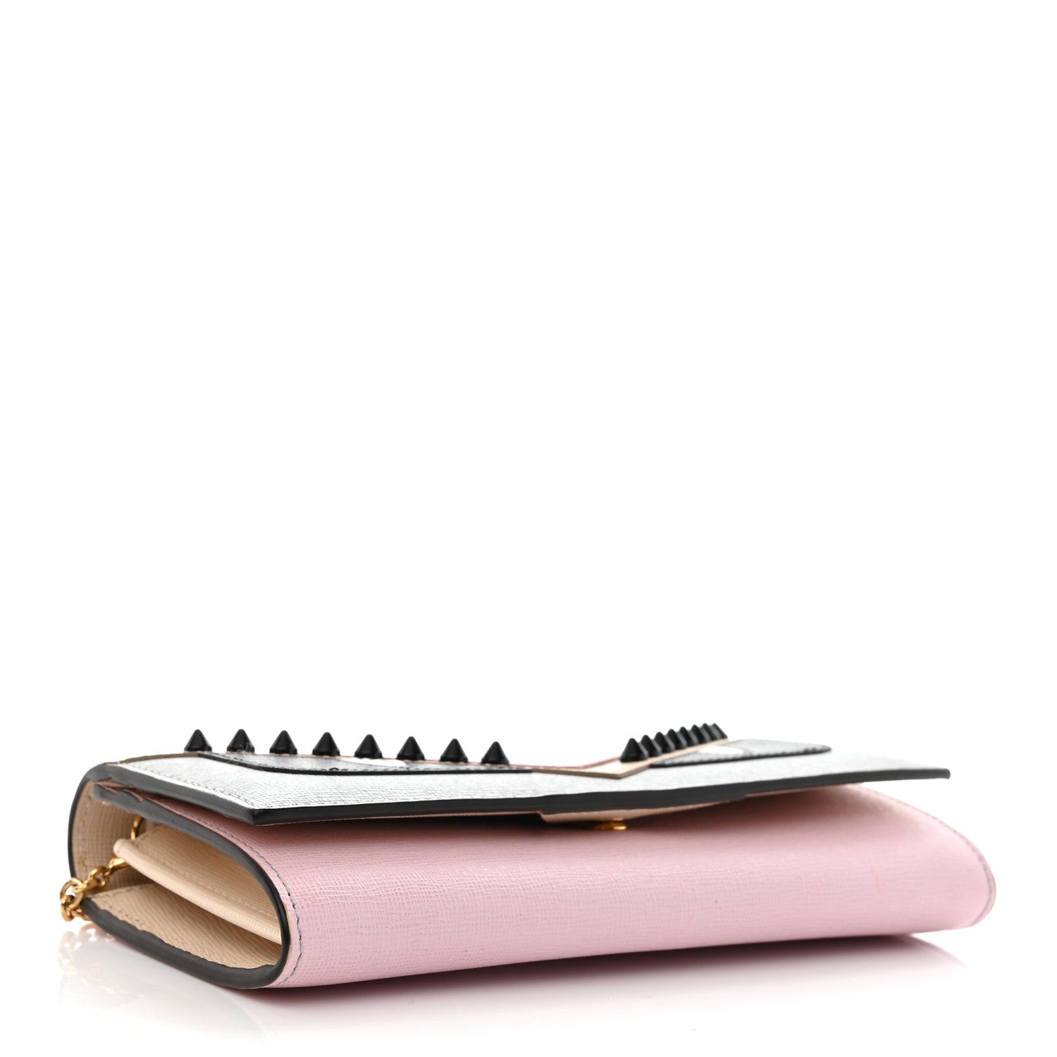 Fendi Vitello Elite Monster Eyes Studded Tube Wallet on Chain Ghiaccio Black Multicolor 4 of 10