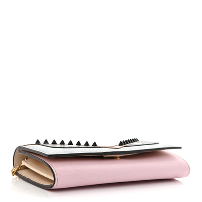 Fendi Vitello Elite Monster Eyes Studded Tube Wallet on Chain Ghiaccio Black Multicolor 4 of 10