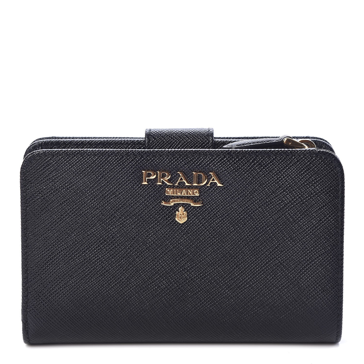 Prada Saffiano Metal Compact Wallet Black 1 of 8