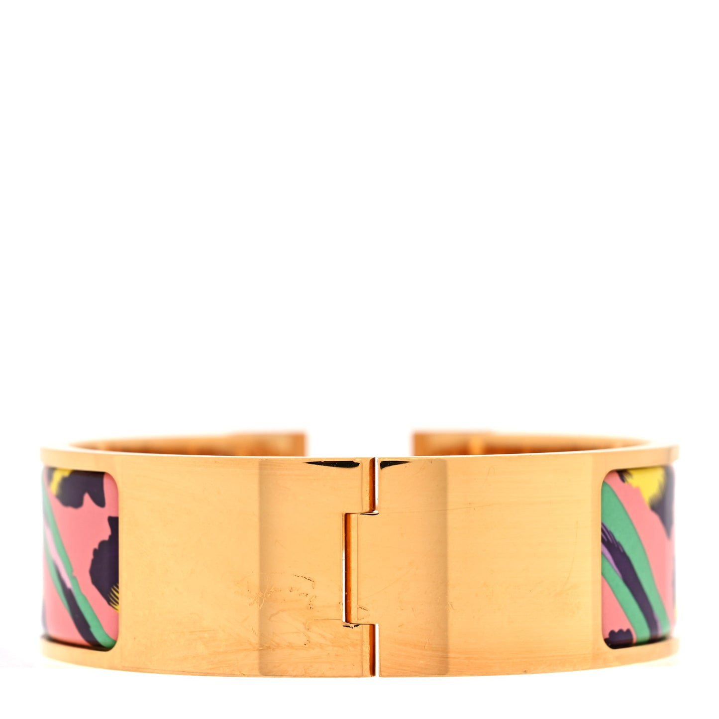 Enamel Printed Wide Le Chat Carre Click Clac H Bracelet PM Tropique