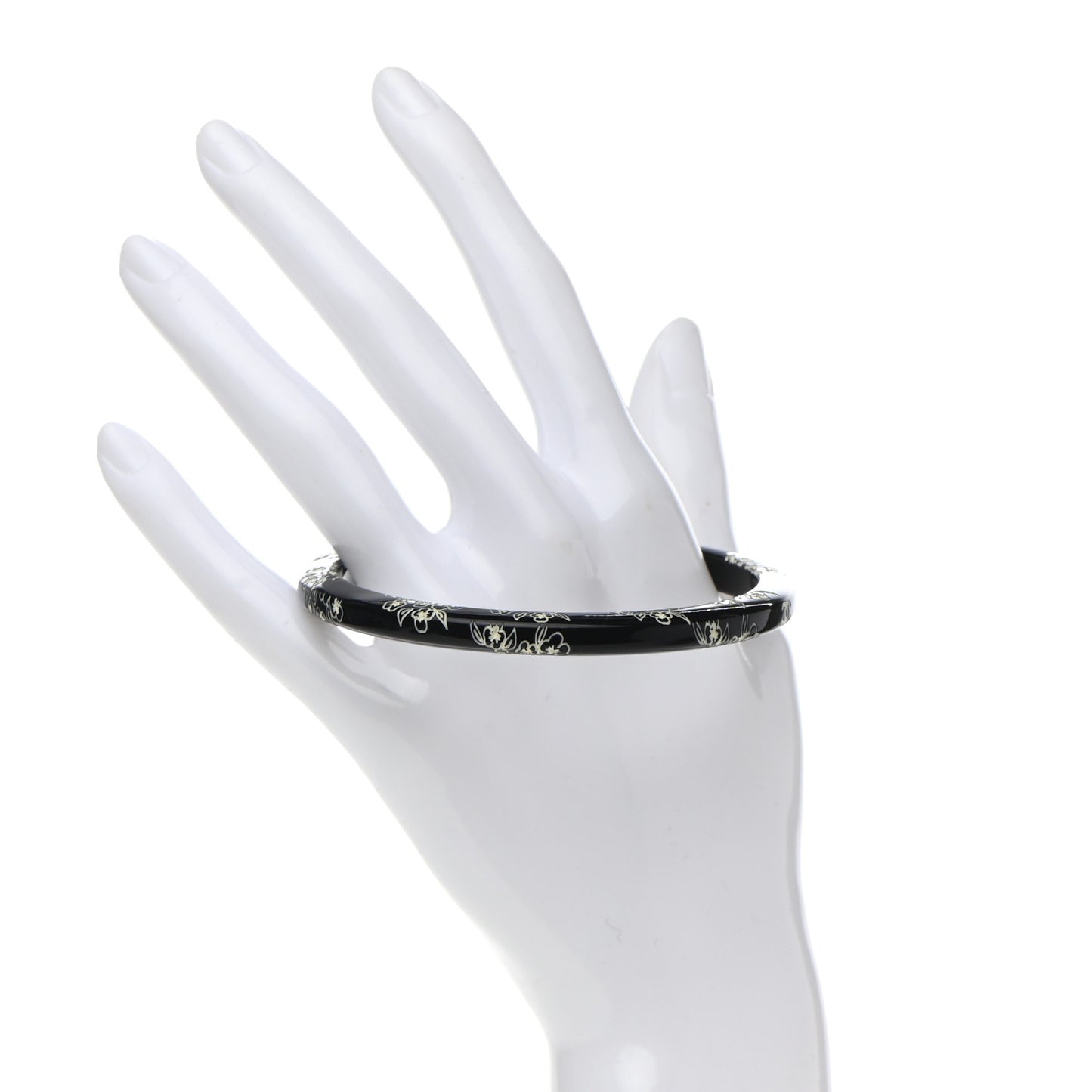 Resin Floral CC Bangle Black