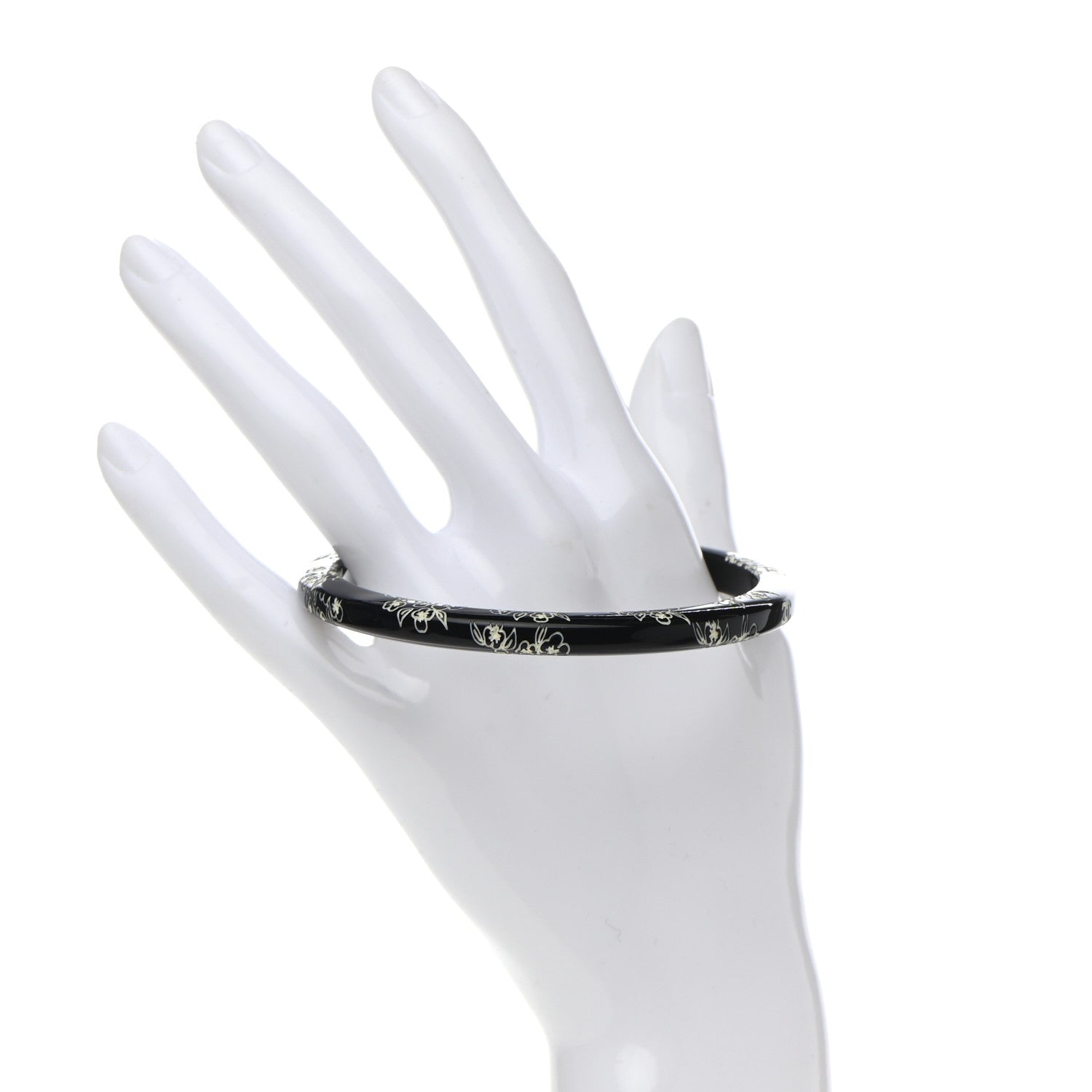 Chanel Resin Floral CC Bangle Black 2 of 4
