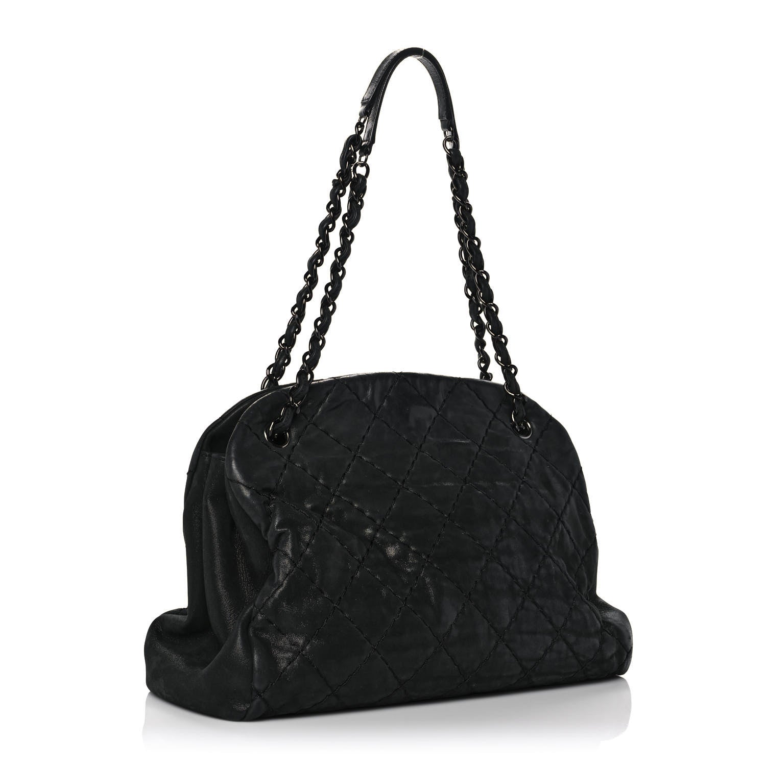Chanel Iridescent Calfskin Large Just Mademoiselle Bowling Bag Black 2 of 10