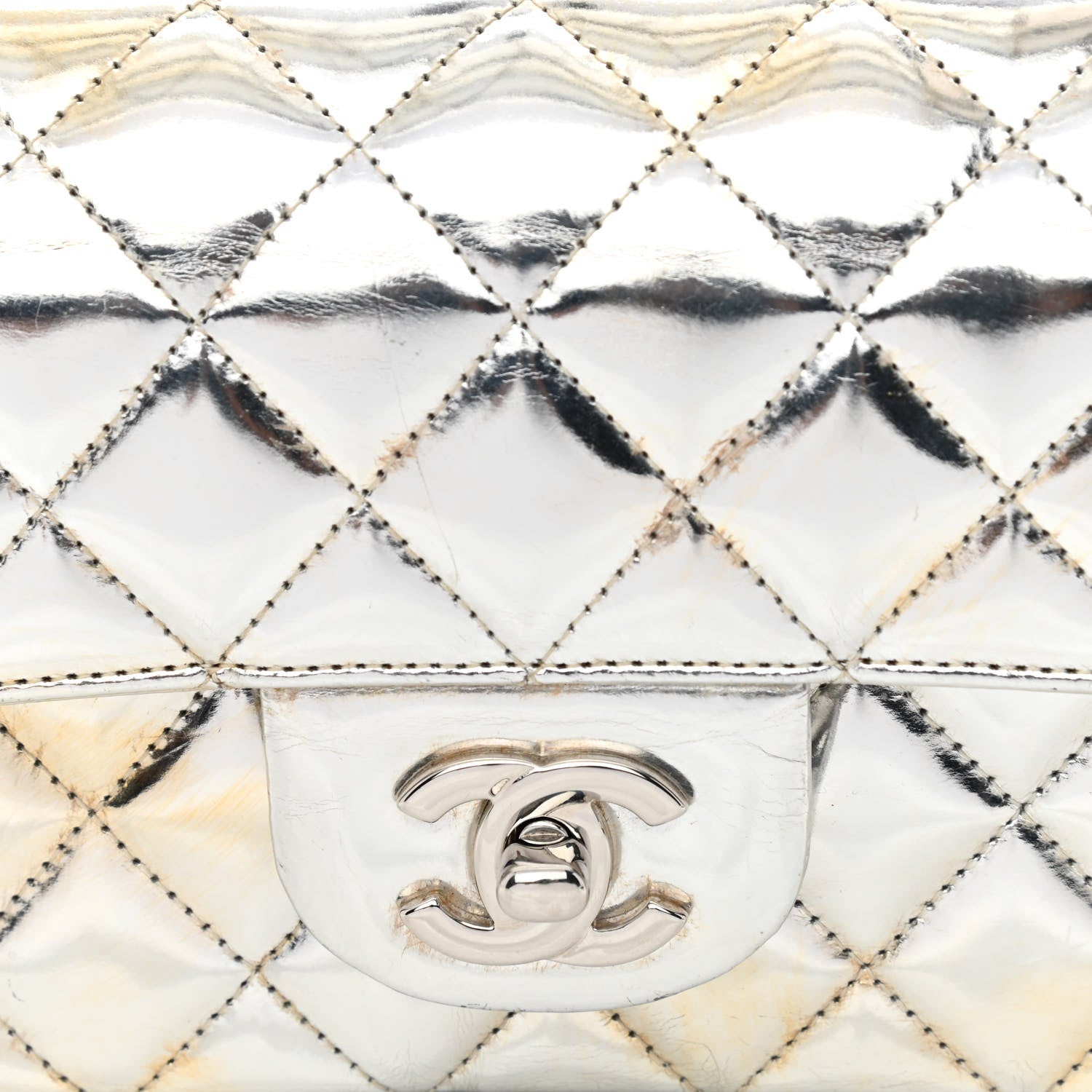 Chanel Metallic Lambskin Quilted Mini Around the World Flap Silver 8 of 20
