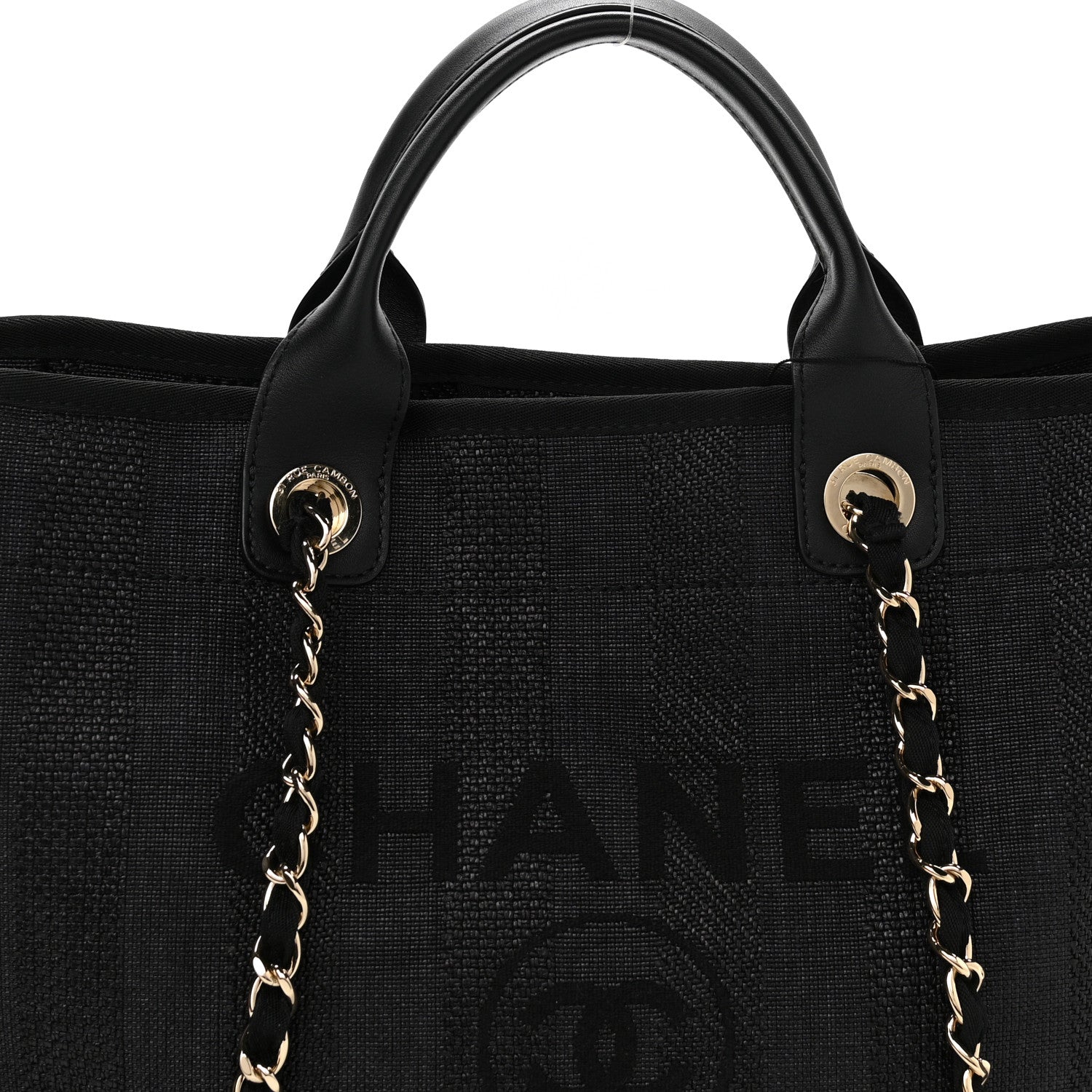 Chanel Mixed Fibers Calfskin Striped Medium Deauville Tote Black 9 of 12