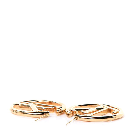 Louis Vuitton Metal Louise Hoop Earrings Gold 3 of 5