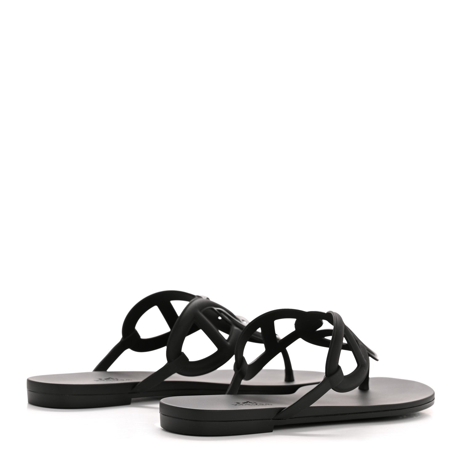 Hermes Rubber Womens Egerie Sandals 37 Black 5 of 10