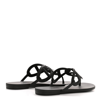 Hermes Rubber Womens Egerie Sandals 37 Black 5 of 10