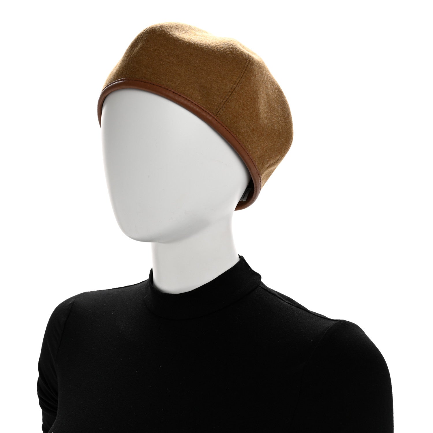 Hermes Jersey De Laine Gabrielle Beret Hat 59 Gold 2 of 8