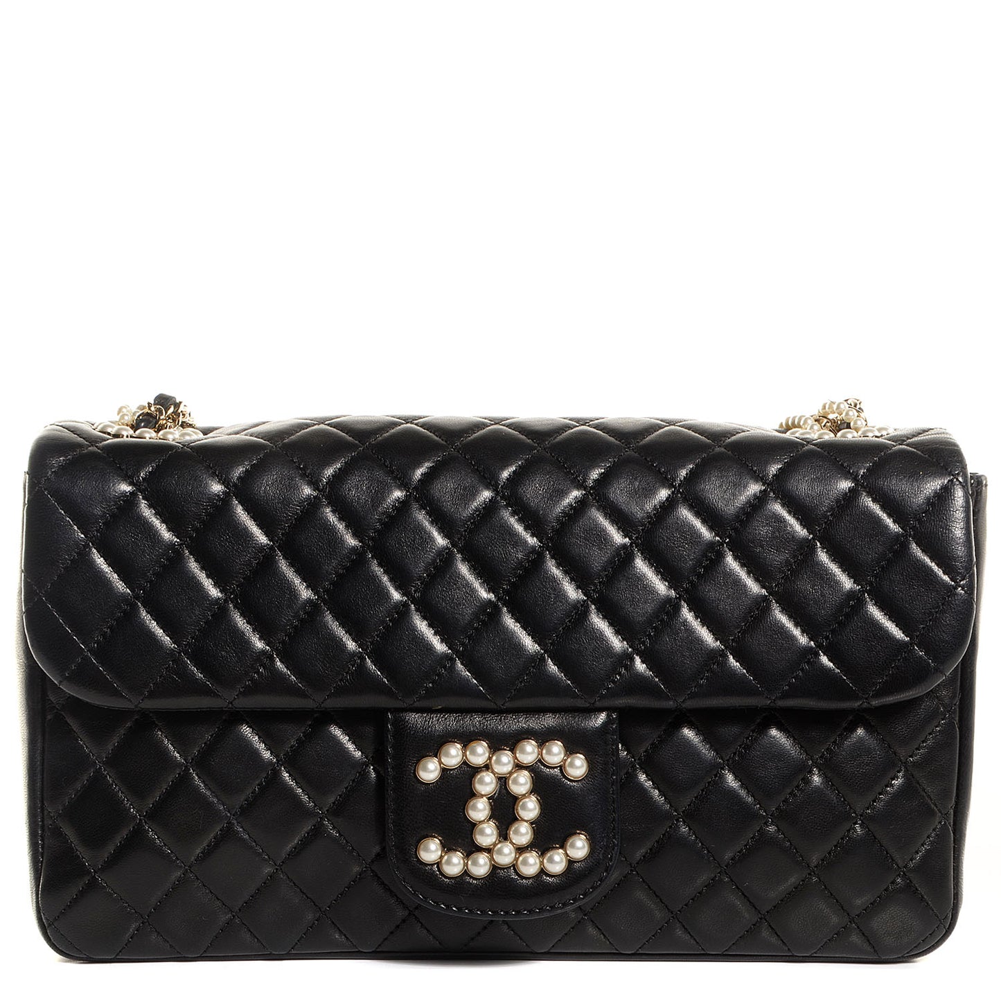Lambskin Medium Westminster Pearl Flap Black