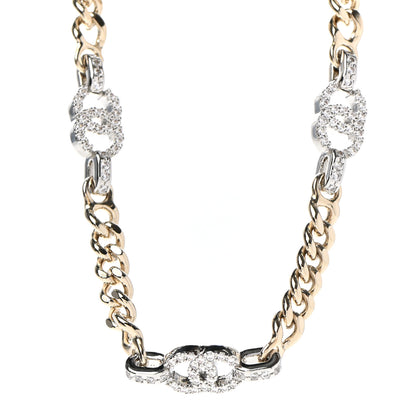 Chanel Crystal Chain CC Link Choker Gold Silver 1 of 7