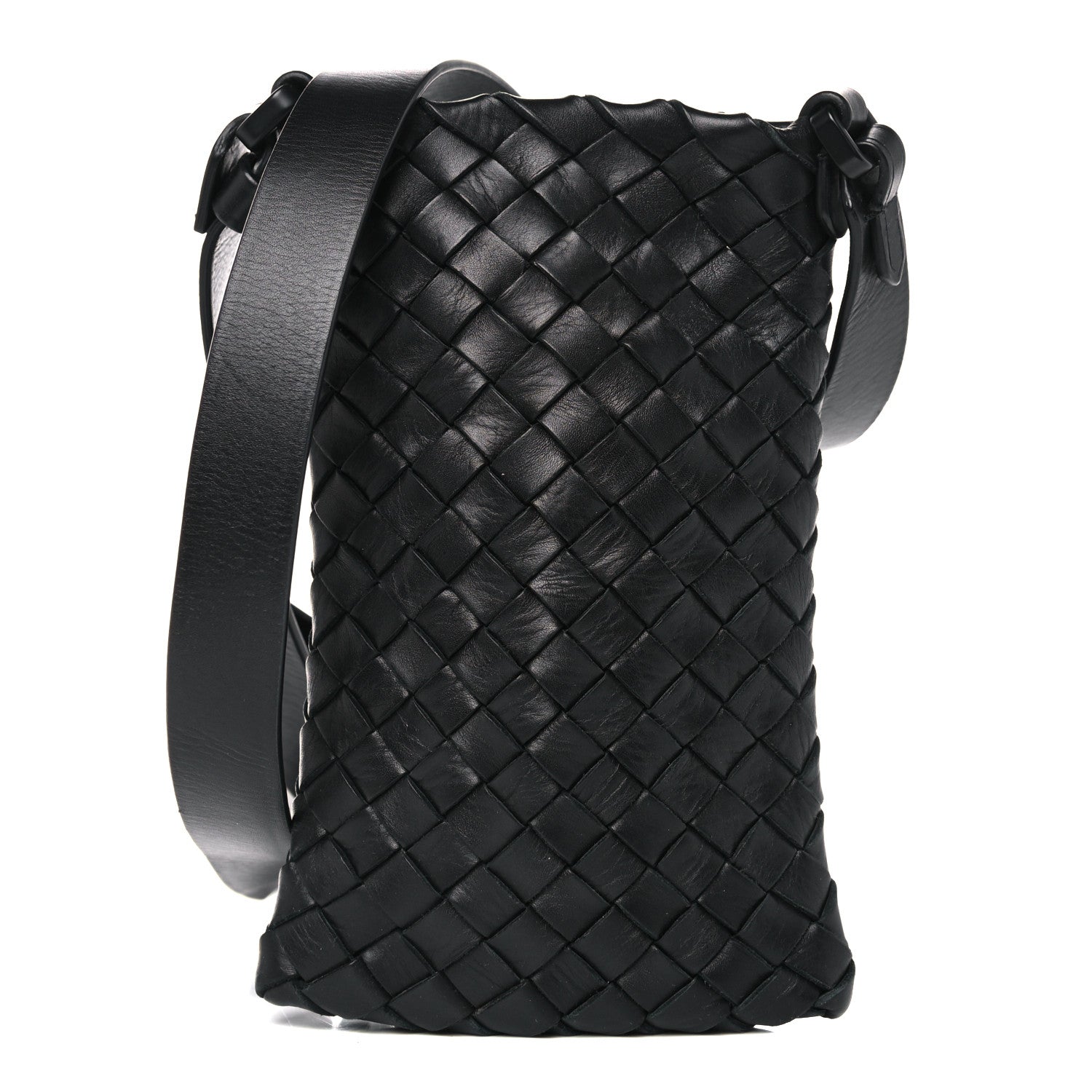 Bottega Veneta Nappa Intrecciato Crossbody Phone Holder Black 1 of 11