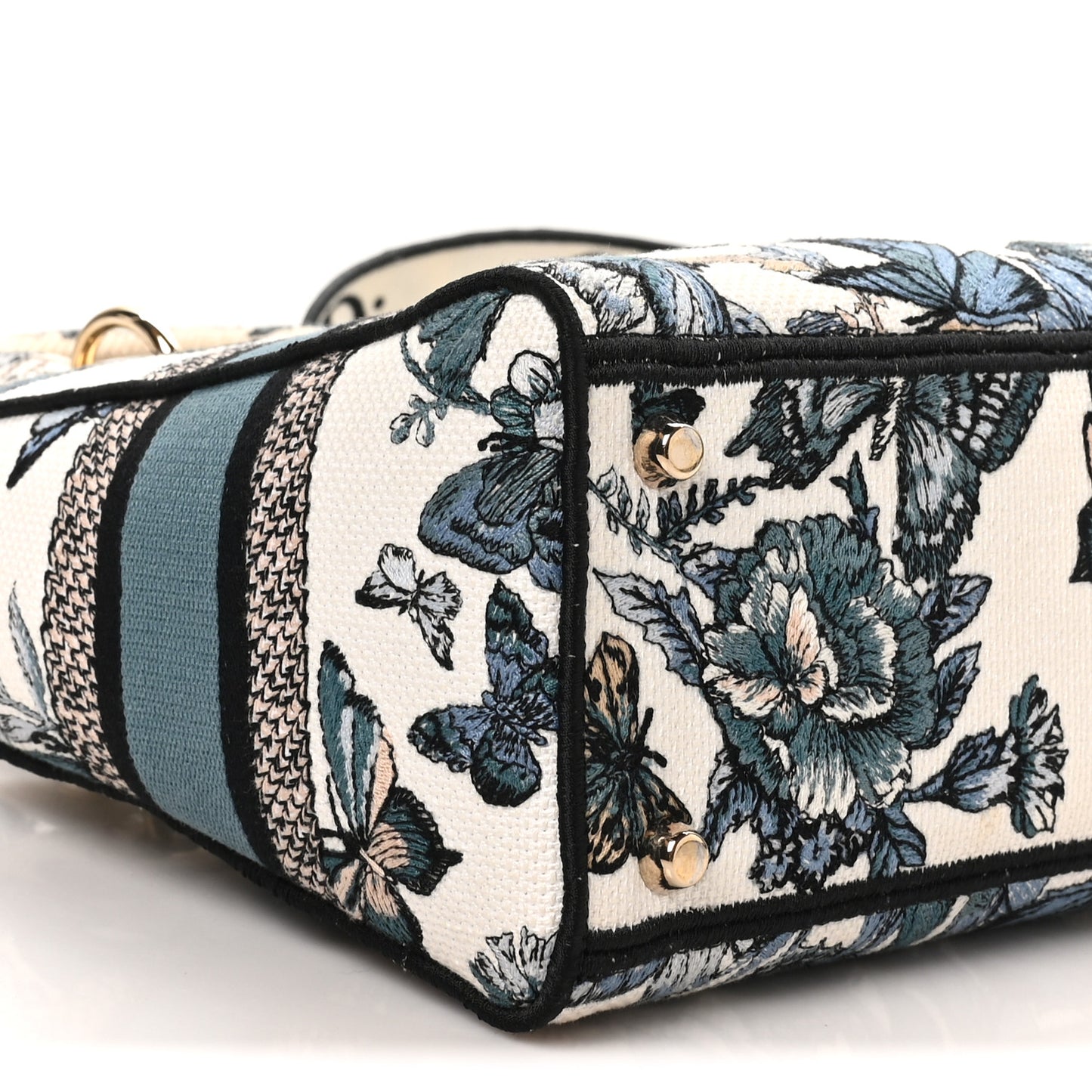 Canvas Toile de Jouy Mexico Embroidered Medium Lady D-Lite White Blue Multicolor