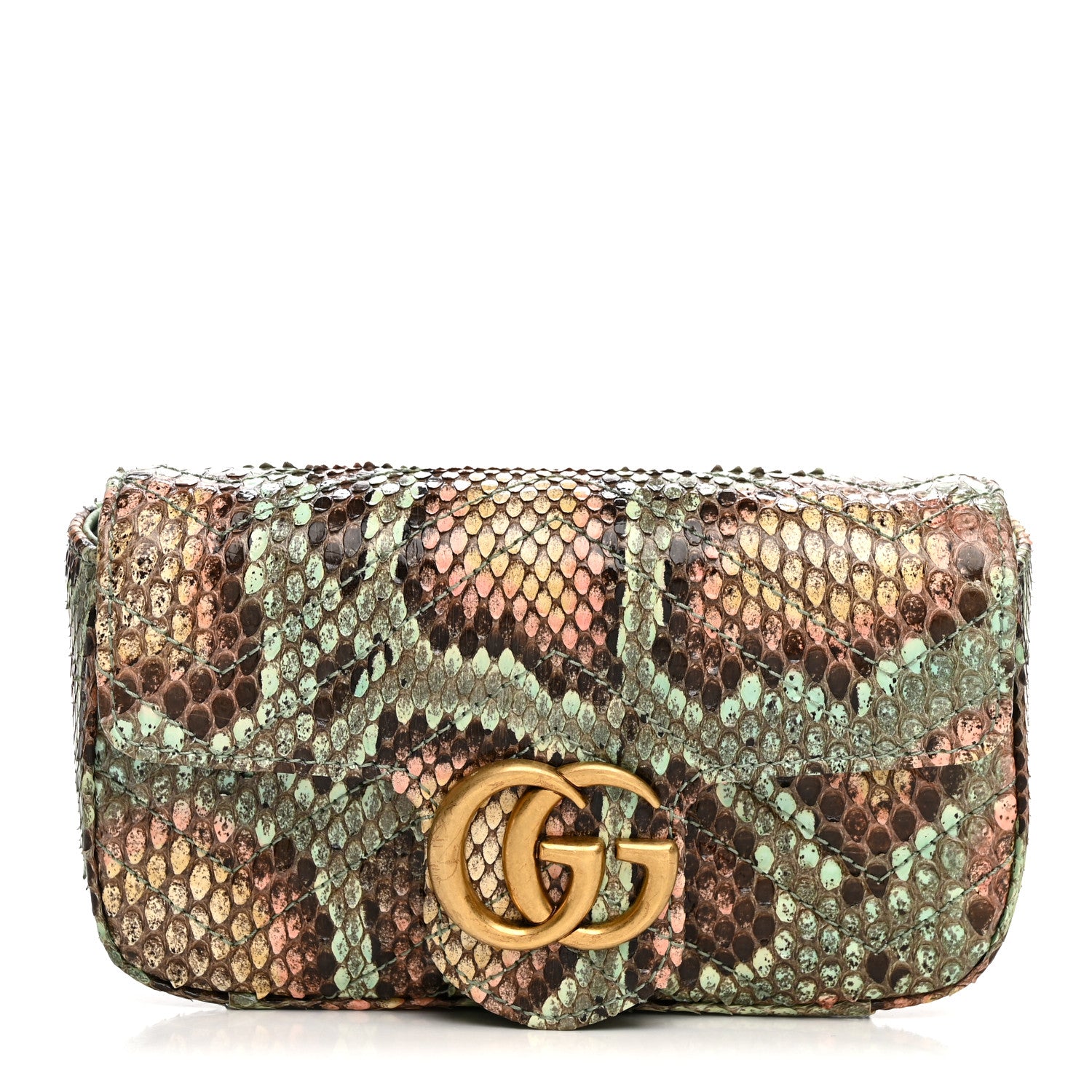 Gucci Snakeskin Matelasse GG Marmont Chain Belt Bag 1 of 11