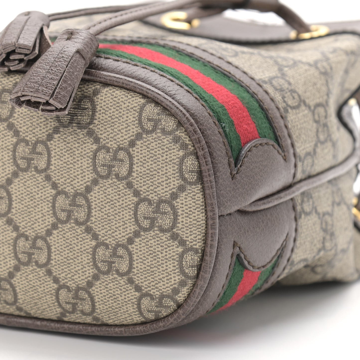 GG Supreme Monogram Web Mini Ophidia Bucket Bag Brown