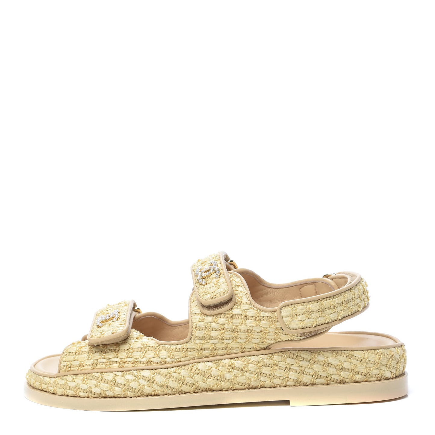 Braided Fabric Velcro Dad Sandals 38.5 Beige
