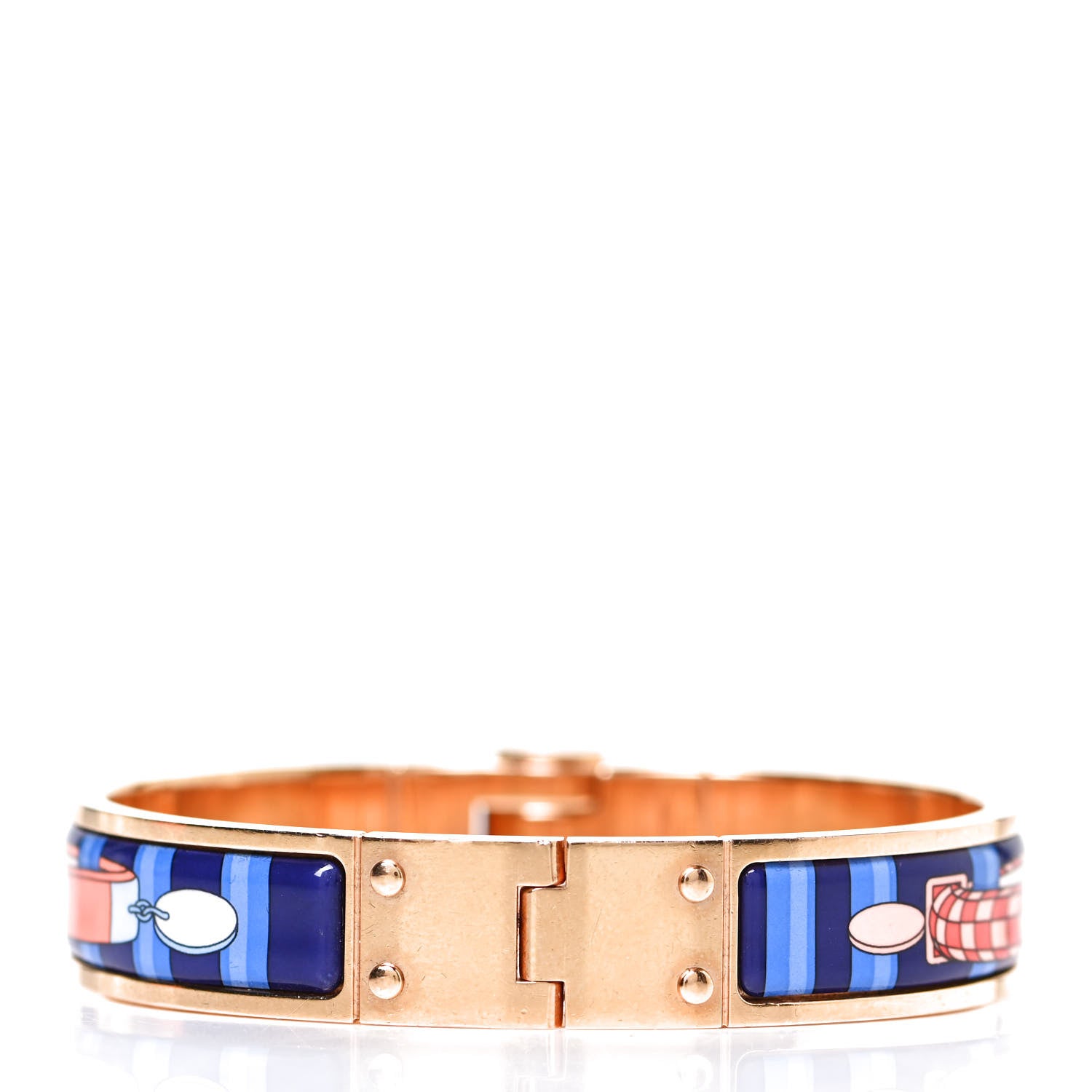 Hermes Enamel Printed Narrow Colliers De Chiens Hinged Bracelet S 2 of 5