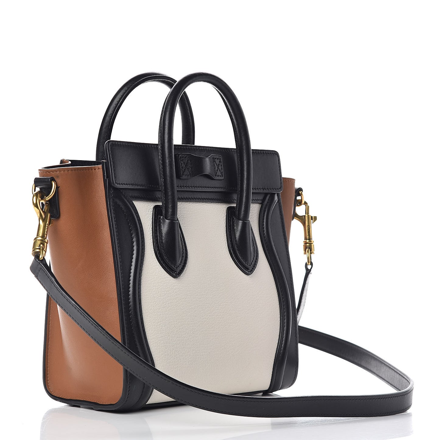 Goatskin Smooth Calfskin Nano Tri-Color Luggage White