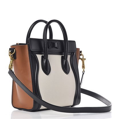 Celine Goatskin Smooth Calfskin Nano Tri-Color Luggage White 3 of 10